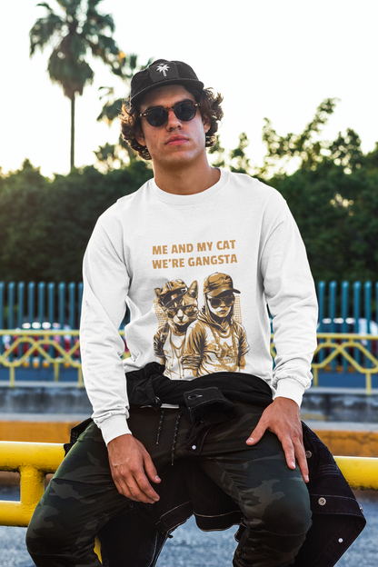 Urban Elegance: Sophisticated Feline Long Sleeve Shirt 🐾