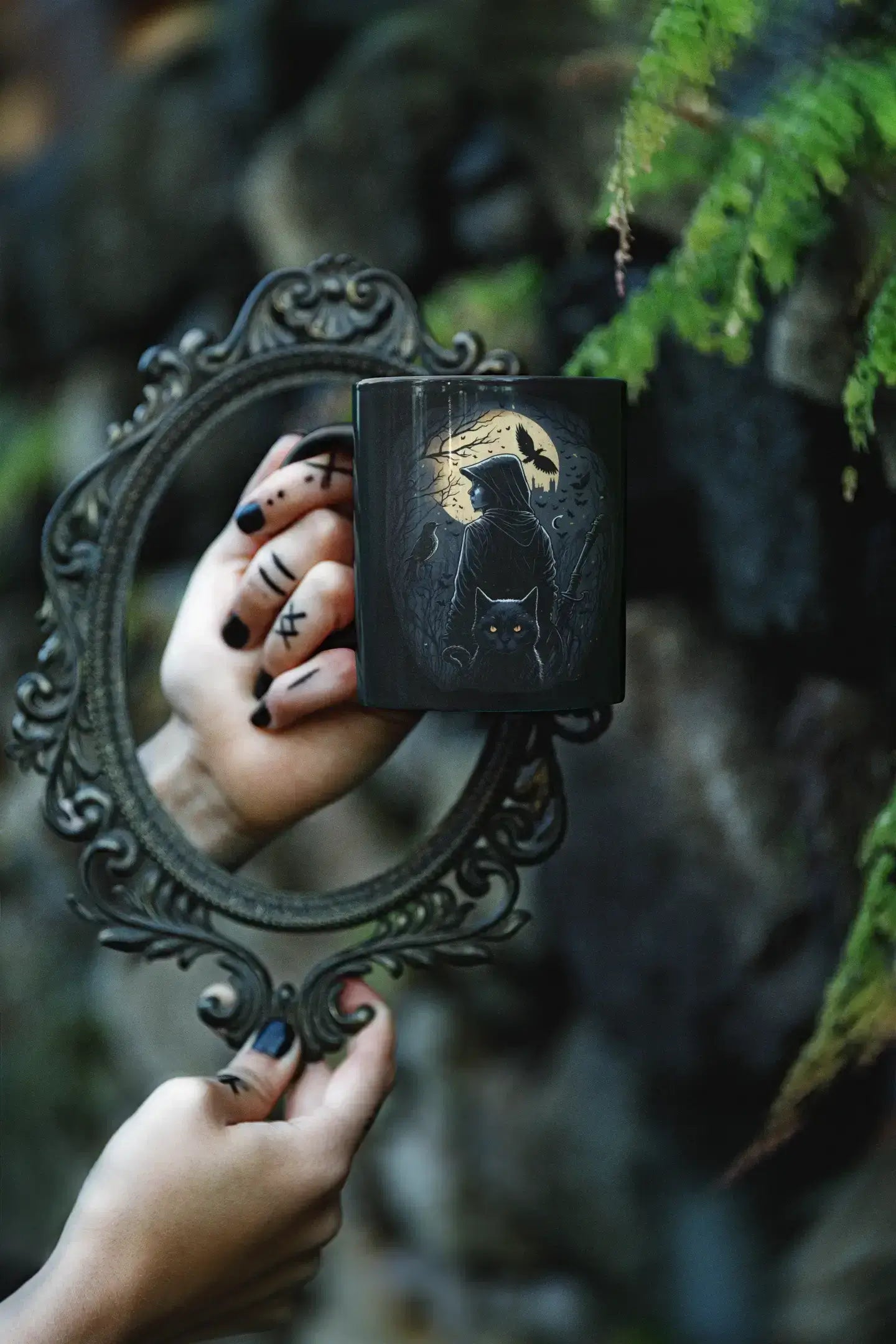 Midnight Whispers 🌙 Black Cat Ceramic Mug | Celestial Magic | Free Shipping