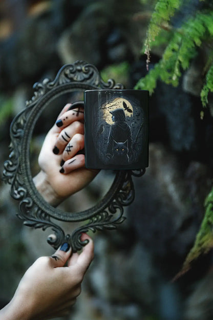 Midnight Whispers 🌙 Black Cat Ceramic Mug | Celestial Magic | Free Shipping