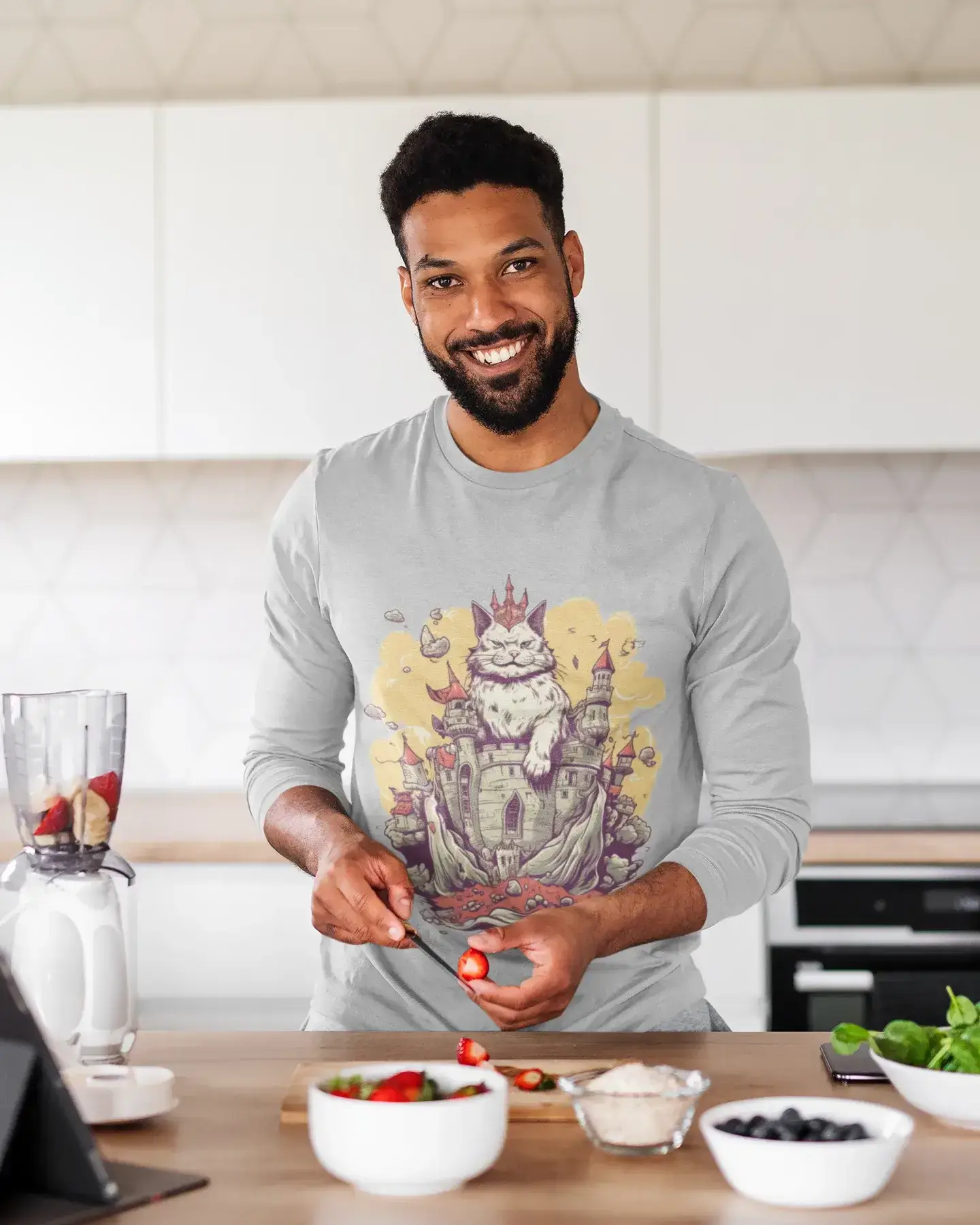 Meowjestic Cat King Long Sleeve Tee 👑 - Purrfectly Regal & Hilarious 😹