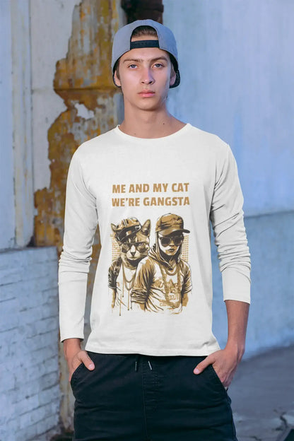 Urban Elegance: Sophisticated Feline Long Sleeve Shirt 🐾