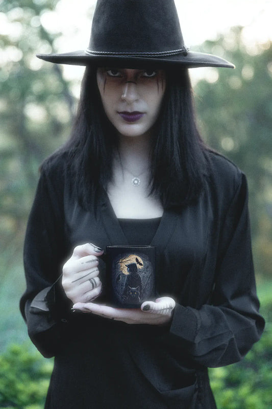 Midnight Whispers 🌙 Black Cat Ceramic Mug | Celestial Magic | Free Shipping