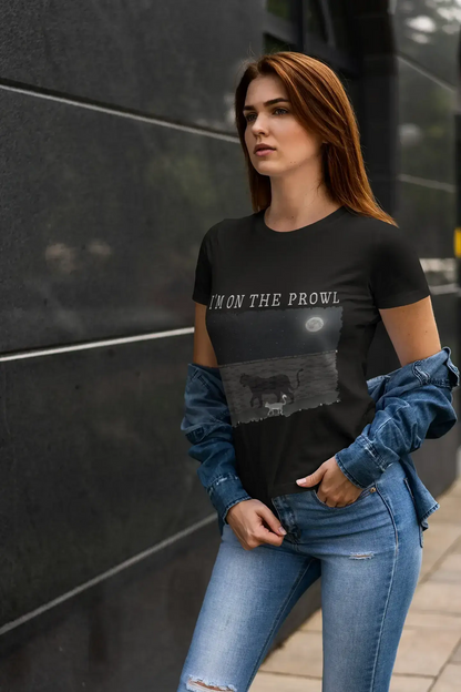 Shadow Prowler Tee: Moonlit Cat Adventure