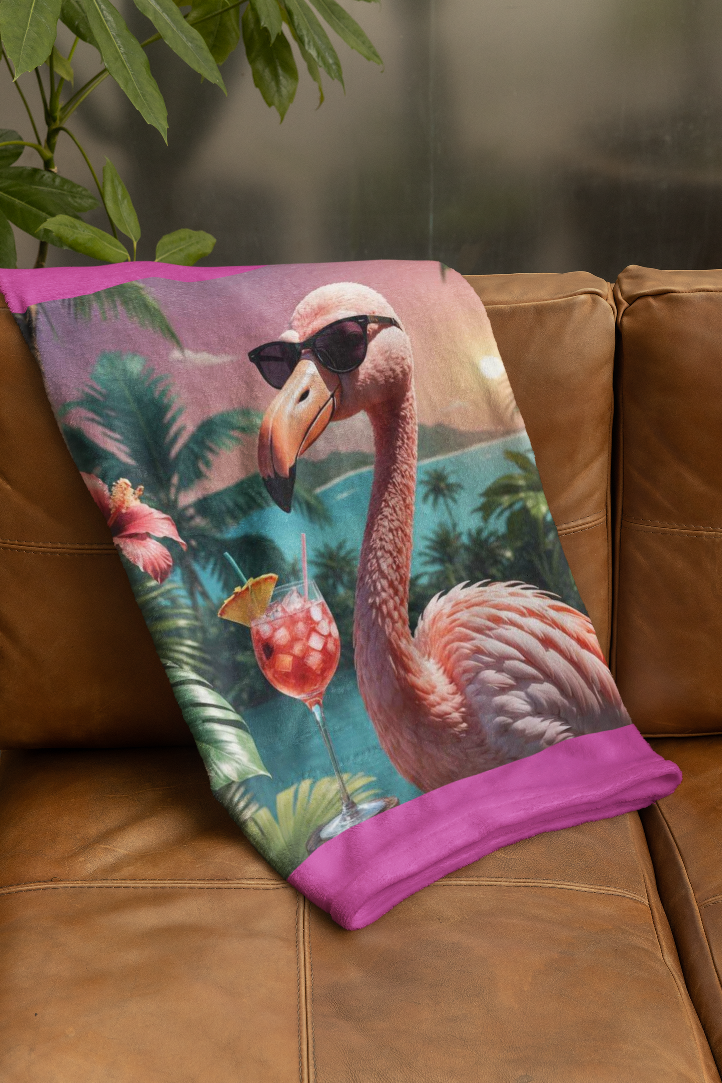 Flamingo Paradise Velveteen Plush Blanket